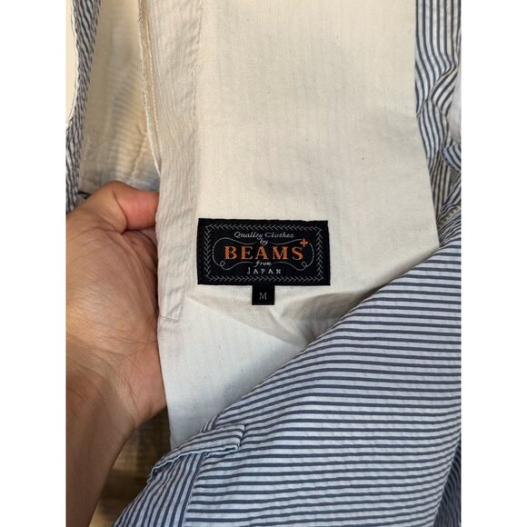 Beams Plus - Cropped Striped Seersucker Trousers - Picture 3 of 4